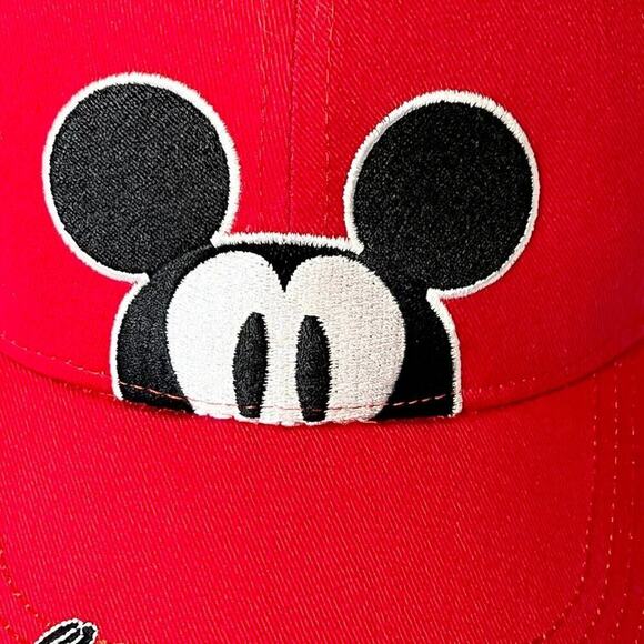 Disney Classic Peeking Mickey Mouse Red Baseball Hat Golf‎ Cap Youth Adjustable - Picture 4 of 6